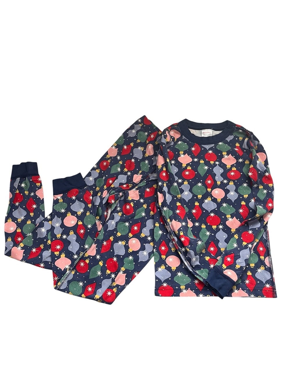 Hanna Andersson Navy Holiday Ornament Print Pajama Set 10